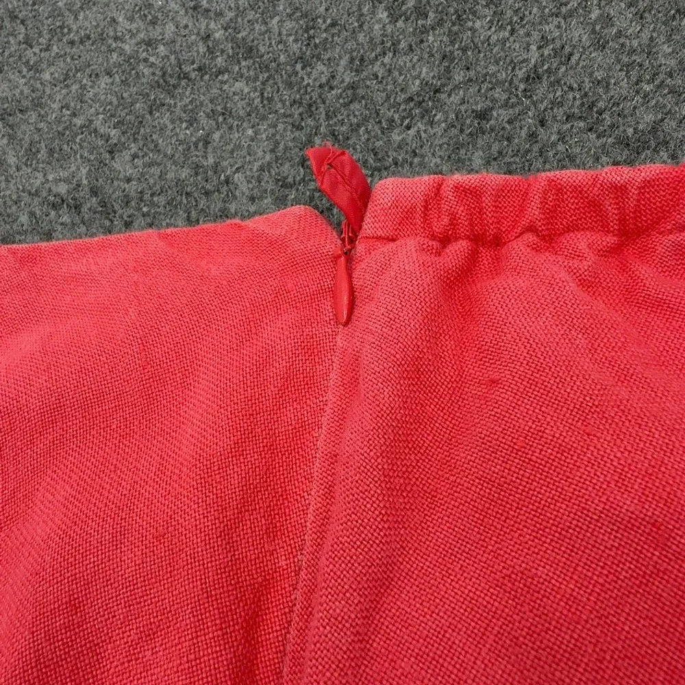 Talbots Skirt Women‎ 16W Red Linen Ruffle Hem Irish Linen A-Line Classic Style